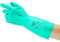 Ansell AlphaTec 37-675, Gants en nitrile résistant aux produits chimiques, Gants de travail imperméables, Gants de protection sans latex, Alimentation et nettoyage, Verts, Gants nitrile M 12 paires