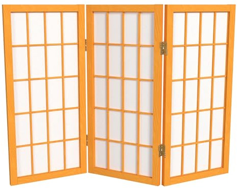 Red Lantern 2 ft. Short Desktop Window Pane Shoji Screen - Honey - 3 Panels