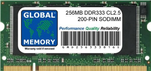 Global Memory 256MB DDR 333MHz PC2700 200-PIN SODIMM RAM di memoria per computer portatili/notebook
