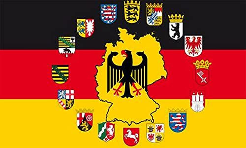 Deutschland Adler und 16 Bundesländer Wappen Fahne Flagge Grösse 1,50x0,90m