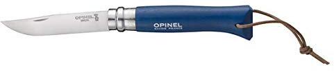 OPINEL - N°08 Baroudeur et Étui - Couteau Pliant de Poche OPINEL Bois - Couteau de Poche Lame en Acier Inoxydable - Lame Inox 8,5 cm et Manche en Bois - Bleu