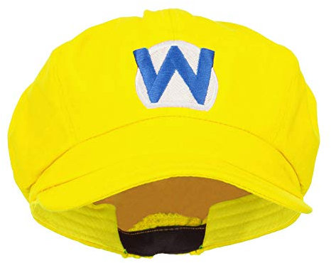 e4Hats.com Wario Waluigi Newsboy Cap aus bestickter Baumwolle, gelb, Einheitsgröße