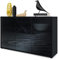 Vladon Sideboard Ben V3, Kommode mit 3 Türen und 2 Schubladen, Schwarz matt/Schwarz Hochglanz (117 x 74 x 36 cm)