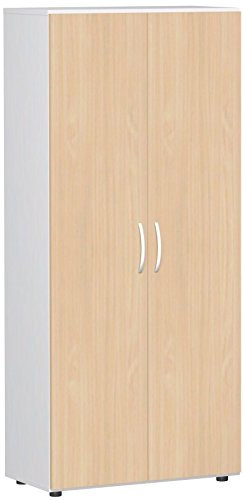 Gera Möbel Schranksystem Flex Flügeltürenschrank, Drehtürenschrank, Holzdekor, buche/weiß, 80 x 42 x 180.8 cm