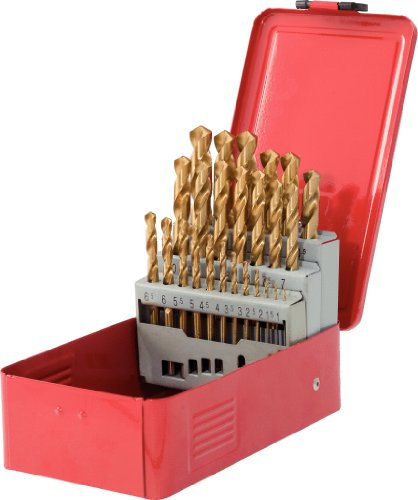 Juego de brocas helicoidales HSS TiN en casete de chapa de acero 25 pzs. 1-13 mm
