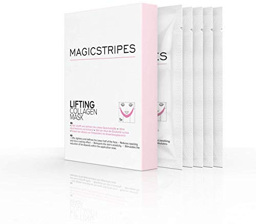 MAGICSTRIPES Lifting Collagen Mask - V Line Mask, Double Chin Reducer Lifting Face Mask, V Shape Slimming Facial Mask (BOX - 5 Masks)