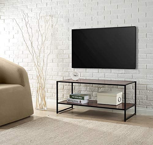 Zinus Garrison TV Stand 101x43x45 cm - TV Stand with Shelves - Metal Frame Media Stand - Multipurpose Coffee Table - Black