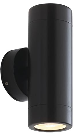 Saxby Odyssey 35W Twin Satin Black IP44 Outdoor Up Down Wall Light