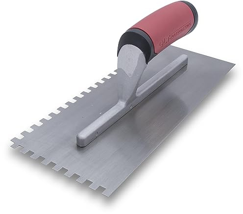 MARSHALLTOWN QLT 1/4 x 1/4 x 1/4 Square Notched Trowel, 11x4.5 Inch Spot Welded Tiling Trowel, NT671
