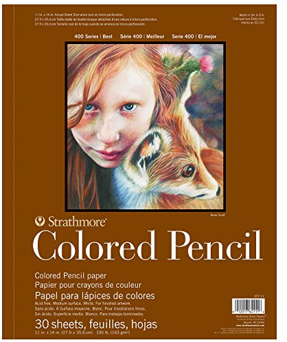 Strathmore 400 Series Wire Bound Colored Pencil Pad, 100 lb. Paper, 11 X 14 inches, 30 Sheets (477-11)