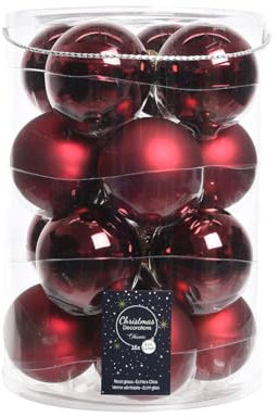 16 Christbaumkugeln Glas 8cm Bordeaux - Ochsenblut Glanz matt