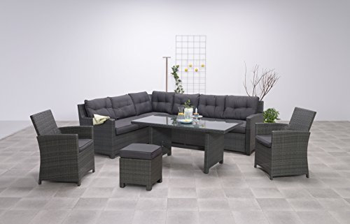 Garden Impressions Hohe Dining Poly Rattan Lounge Aboyne inkl. Zwei Sesseln und einem Hocker