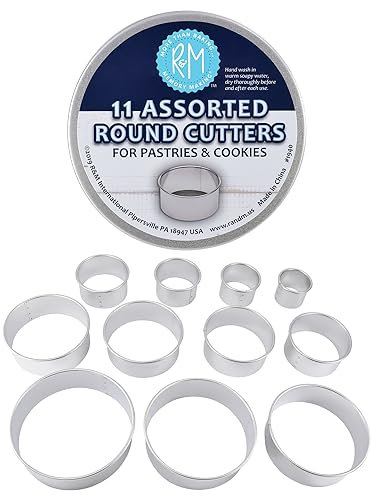 R&M International Round Biscuit and Pastry Cutters, Assorted Sizes, 11-Piece Set