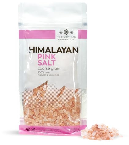 The Spice Lab Himalayan Salt - Coarse 1 Pound - Pink Himalayan Salt is Nutrient and Mineral Dense for Health - Gourmet Pure Crystal Kosher & Natural Certified