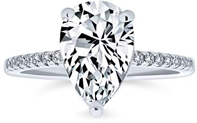 Ring Mit Birnenform 2,5 Karat Tropfenform Solitär AAA CZ Verlobungsring Für Frauen 1 MM Band Kubikzirkonia .925 Sterling Silber