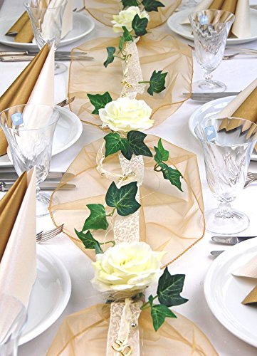 Fibula Style Tischdeko Komplett Set Elegance für Goldene Hochzeit 50. Jubiläum für ca. 8-10 Personen in creme-gold