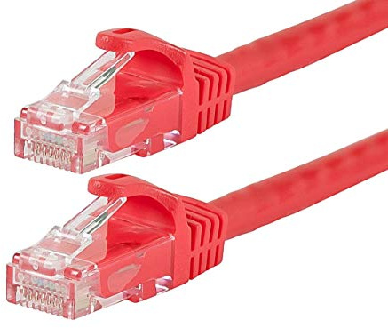 Monoprice Flexboot Cat6 Ethernet Patch Cable - Network Internet Cord - RJ45, Stranded, 550Mhz, UTP, Pure Bare Copper Wire, 24AWG, 1ft, Red
