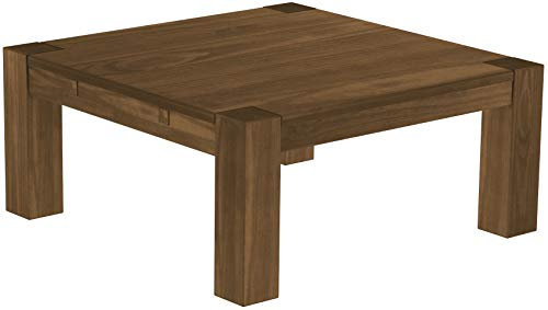 B.R.A.S.I.L.-Möbel Brasilmöbel Couchtisch Rio Kanto 100x100 cm Nussbaum Wohnzimmertisch Holz Tisch Pinie Massivholz Stubentisch Beistelltisch Echtholz Größe und Farbe wählbar