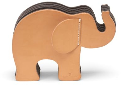 Graf von Faber-Castell - Stiftehalter Elefant Naturleder, Größe M | Aus Naturleder mit 12 Polychromos Buntstiften und drei Filzfächern