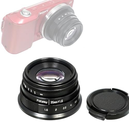 Fotasy 35 mm F1.6 Lente Manual de Gran Apertura APS-C para Montaje E, Lente Multicapa de 35 mm 1.6, Compatible con cámara Sony E Mount a3000 a3500 a5000 a5100 a6000 a6300 a6400 a6500 a6600 Z. V-E10