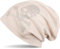 styleBREAKER Klassische Beanie Mütze mit Totenkopf Strass Applikation, Unisex 04024034, Farbe:Creme-Beige, Materialart:warm