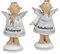 TEMPELWELT 2X Deko Engel Figur lustige Schutzengel Stehend im Set je 6 cm, Polystein Weiß Silber, Dekofigur Engelkinder Engelsfigur Geschenk Geburt Taufe
