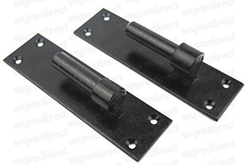 2 Heavy Duty Wrought Iron Gate Hinge Brackets 19mm Pin Gate Screw On Black