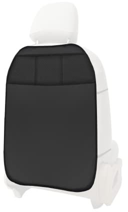 L&P A081S1 1 Stück Rückenlehnenschoner Rückenlehnenschutz Sitzschoner Schutz Rückenlehne Kinder Lehnenschutz Hecksitzschoner Sitz Kunstleder Schwarz 3 Taschen Organizer Schutz für Autositz Sitzlehne