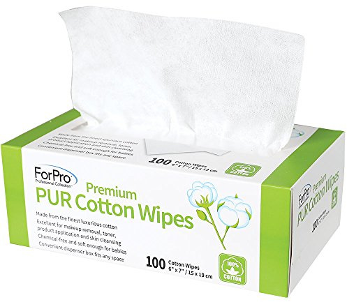 ForPro Premium PUR Dispenser Cotton Wipes, for Makeup Removal, Toner, Product Application & Skin Cleansing, 6” x 7”, 100-Count