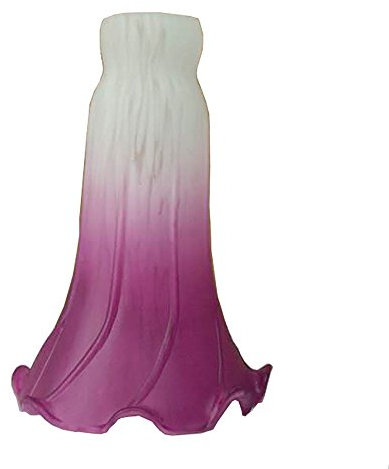 Tiffany Style Pond Lily Tulip Flower Glass Replacement Lamp Shade Glass 4.5 Wide X 6 Tall X 1.5 Fitter for Pond Lilly Globe Bulb Lamps (White Purple, 1.5 Fitter X 4.5 Wide X 6 Tall)