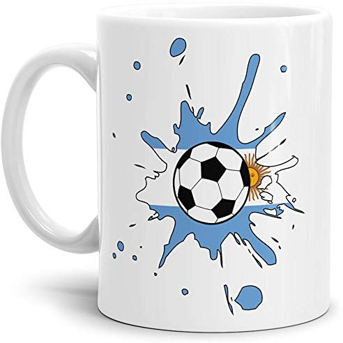 Tassendruck Flaggen-Tasse Zum Fussball Argentinien Weiss - Weltmeisterschaft/WM/Mug/Cup/Tor/Qualität Made in Germany