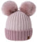 MFAZ Morefaz Ltd Damen Winter Beanie Strickmütze Mütze Doppelt Bommel Pom Pom Wurm SKI Mütze (Rose-Pink Powder-Pink)