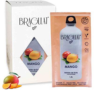 Bragulat Zumo Bebidas y Refrescos Instantáneas en Polvo Concentrado de Frutas, Mango - 15 Sobres