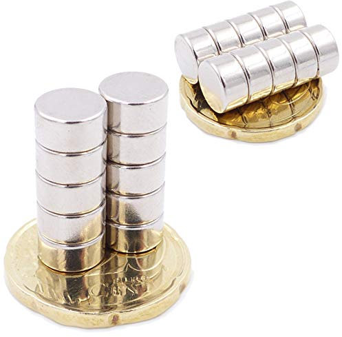 Brudazon | 10 Mini Scheiben-Magnete 8x4mm | N52 stärkste Stufe - Neodym-Magnete ultrastark | Power-Magnet für Modellbau, Foto, Whiteboard, Pinnwand, Kühlschrank, Basteln | Magnetscheibe extra stark