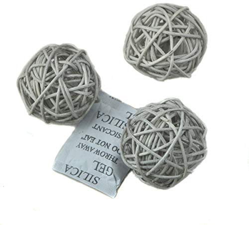 Ougual Rattan-Deko-Kugeln aus Korbgeflecht, für Hochzeit, Party, Weihnachten, Heimdekoration (Grau, Durchmesser 6 cm)