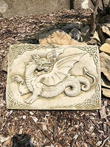 Statua celtica del drago gallese | ornamento da giardino in cemento e pietra ricostituita