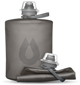 HydraPak Stow (500 ml, 17 oz) – Bouteille d'eau pliable – Bouteille de voyage ultra légère et pliable, flacon souple pour ski, randonnée, vélo ou escalade – Gris mammouth