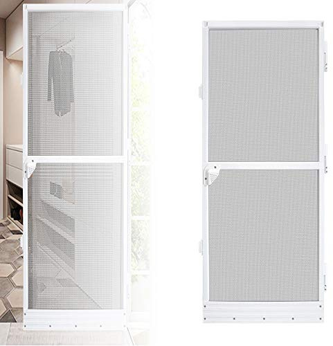 LARS360 Moustiquaire pour porte de balcon - Jusqu'à 95 x 210 cm - Blanc - Cadre en aluminium - Empêche les insectes et les infestations - Perméabilité à l'air