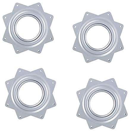4 Piezas Placa Giratoria, 360 Grados Rodamiento, Totalmente Galvanizado, con Rodamientos de Bolas, alta Flexibilidad, utilizado en Estantes de Exhibición, Zapateros Giratorios etc(Plata)