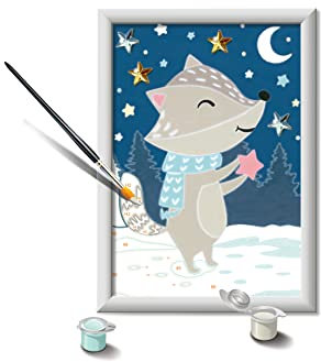 Ravensburger - CreArt Serie E: Tasso fra le Stelle, Kit per Dipingere con i Numeri, Contiene una Tavola Prestampata, Pennello, Colori e Accessori, Gioco Creativo per Bambini 7+ Anni