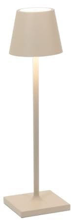 Zafferano, Poldina Micro Lampe, Kabellose, Wiederaufladbare Tischlampe mit Touch Control, Geeignet für Wohnzimmer und Außenbereich, Dimmer, 2200-3000 K, Höhe 27,5 cm, Farbe Sand