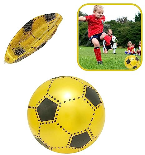 Yellow Soccer Playground Ball 23cm, Inflatable Swimming Pool Toy for Childrens 3+ Years, for Kids Summer Water Fun Toddler Outdoor Activity Games