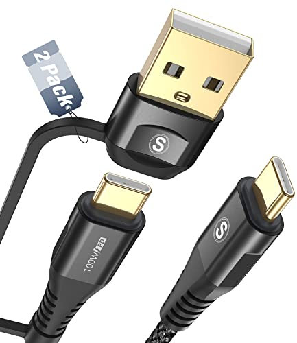100W USB C Multi USB Kabel [2 Stück 3M], 2 in 1 5A PD QC Super Schnellladekabel Multi USB A/USB C auf USB C Kabel Nylon Ladekabel für iPhone15 16 Laptop Tablet Samsung S25 S24 S23 zu S8 Huawei Switch