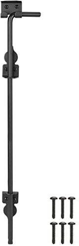 24 Inch Cane Bolt Gate Drop Rod Heavy Duty Gate Hardware, Gate Ground Latch for Wooden Fences, Metal Gates Doors Stopper for Gate Ground, Wrought Iron Gate Latches, Black Finish(1 Pack)