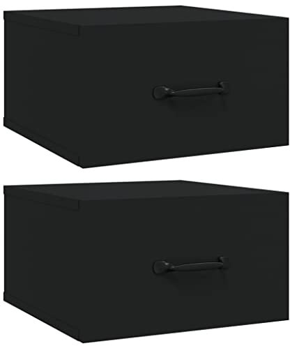 vidaXL 2X Wand Nachttisch Hängend Nachtschrank Nachtkonsole Nachtkommode Schlafzimmer Schrank Kommode Wandschrank Hängeschrank Schwarz 35x35x20cm