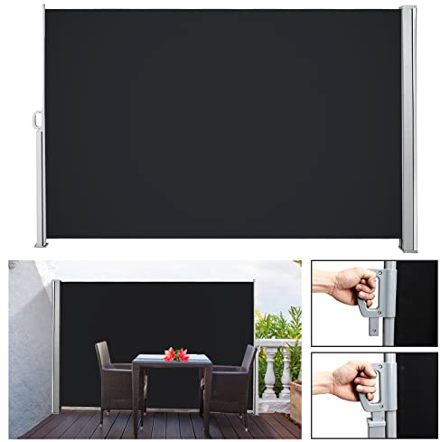 Ansobea Seitenmarkise,Sonnenschutz Markise Anthrazit,160 x 300 cm Sichtschutz für Balkon, Garten, Terrasse