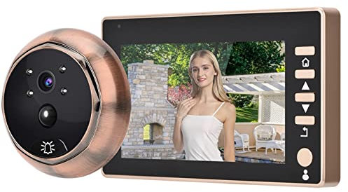 Cyrank Campanello Visivo Intelligente da 4,5 Pollici, Telecamera per Campanello di Registrazione con Telecamera per Spioncino per Visione Notturna IR per Porta D'ingresso