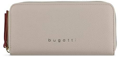 Bugatti Ella portafoglio grande da donna, portafoglio lungo in pelle sintetica, beige