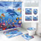SMchwbc Ozean Delfin Duschvorhang 180x180 180x200 Delfin Fisch Blau Strand Duschvorhänge Set Polyester Delfine Pflanzen Shower Curtains Badezimmerteppich 4-teiliges Set (200 x 240 cm(BxH),4)