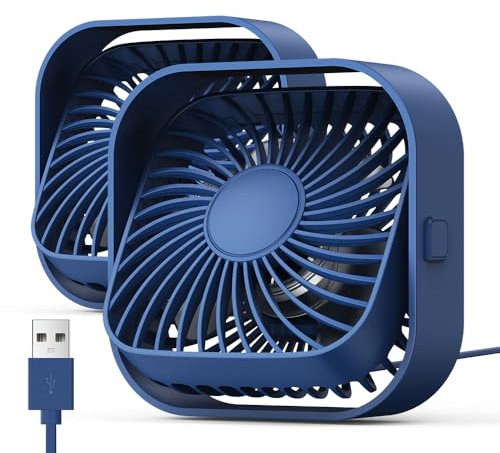 TOPK USB Ventilator 2 Stück Mini Tischventilatoren leiser Betrieb, USB Powered Tischventilator, 3 Geschwindigkeiten und 360° drehbarer Kopf für Home Office Schlafzimmer Tisch Desktop